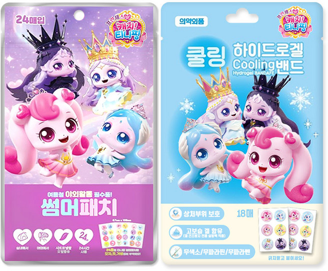프린세스 캐치티니핑 썸머패치 + 쿨링 하이드로 겔밴드 세트, 2개, 썸머패치+겔밴드