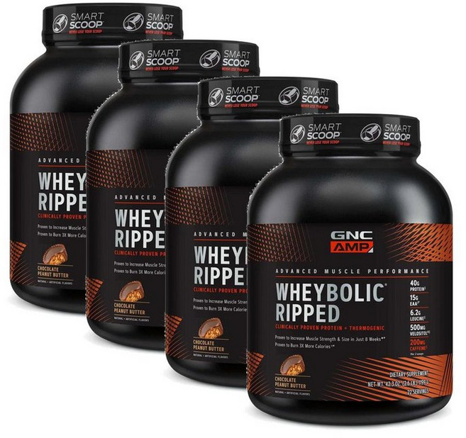 지엔씨 웨이볼릭 립드 프로틴 단백질 파우더 초콜릿피넛버터맛 GNC AMP Wheybolic Ripped, 4개
