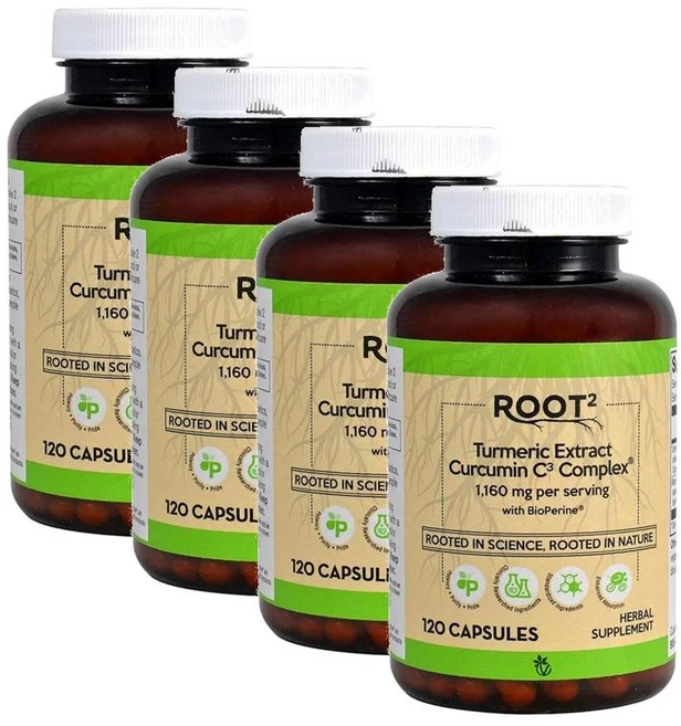 비타코스트 ROOT2 터메릭 커큐민 C3 컴플렉스 1160mg 퍼서빙 바이오페린 캡슐 Vitacost Turmeric Extract Curcumin C3 Complex, 4개, 120정 - 쿠팡