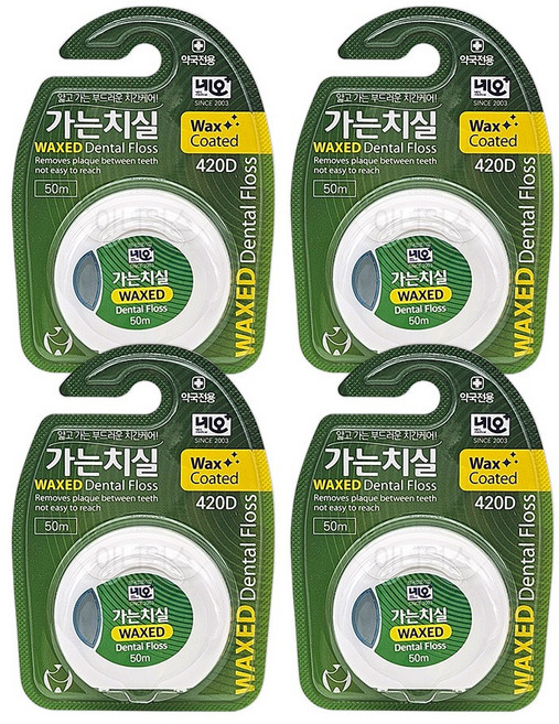 네오 가는치실 50m (왁스) x 4개세트, 1개입, 4박스