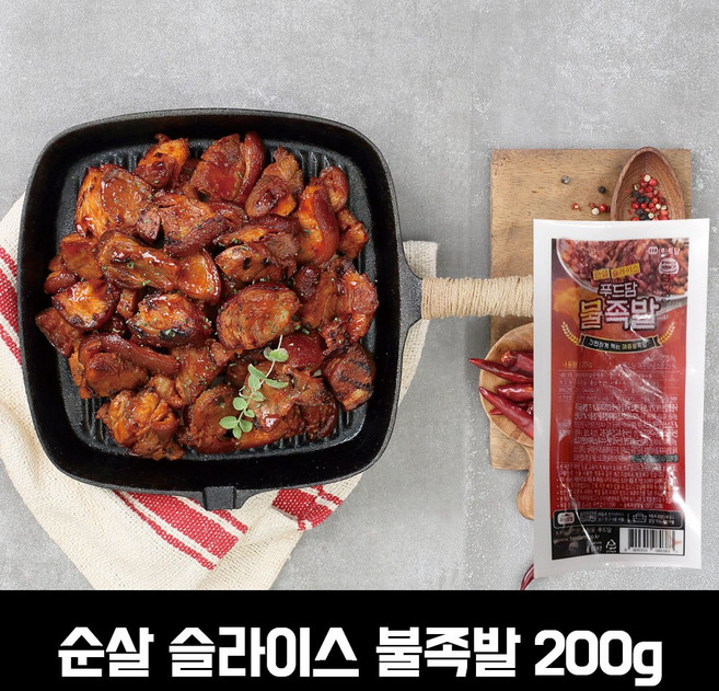 푸드담 순살 슬라이스 불족발 (냉동) /무뼈, 1팩, 200g