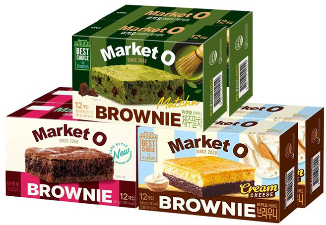 마켓오 브라우니 세트 브라우니+크림치즈+제주말차, 2세트, 240g