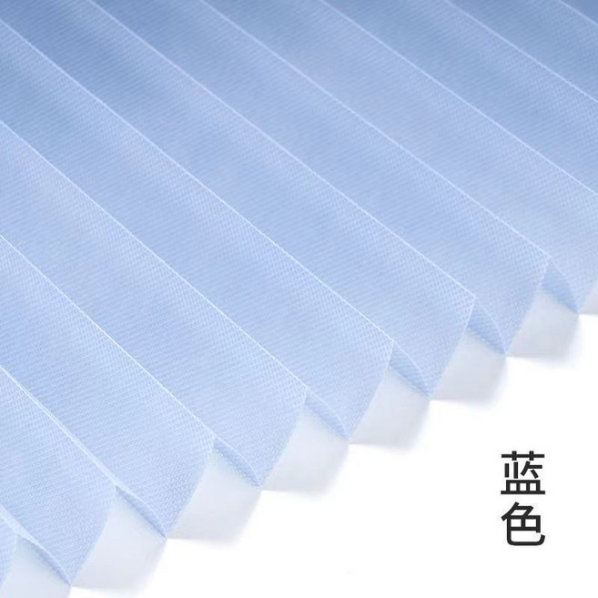 百葉窗 窗簾 遮陽簾 自粘百褶簾 臥室家用隱私簾 簡易免打孔遮光簾 透氣窗 半遮光窗簾 廚房窗簾, 半遮光款-淺藍色,120寬179CM（高150CM以內窗）