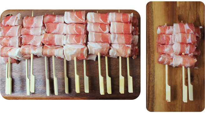 새송이버섯삼겹말이꼬치 16꼬치 대용량 업소용 도매 캠핑 음식 수제꼬치 간식 안주, 1개, 800g