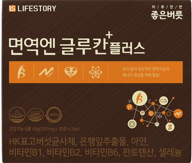 라이프스토리 면역엔글루칸 플러스, 30정, 1박스