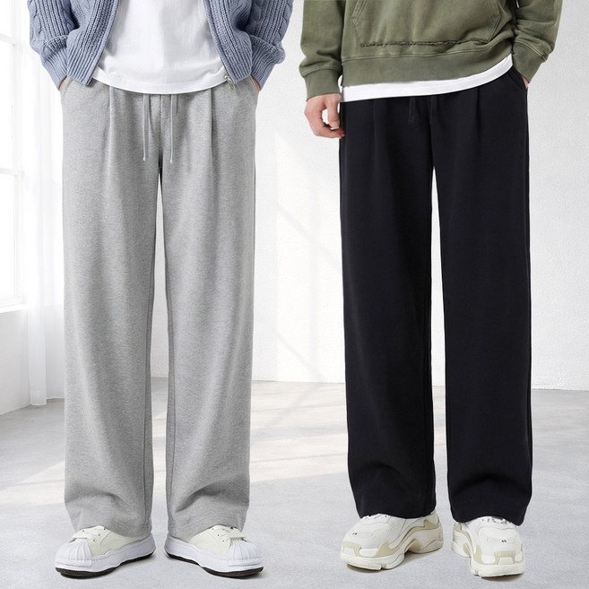 남자 트레이닝 원턱 와이드 밴딩 바지