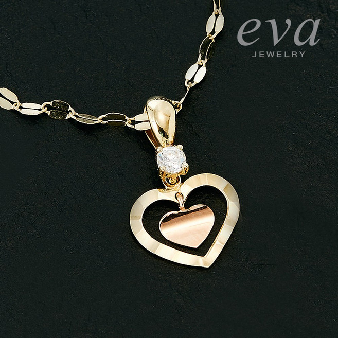 더블 하트 14K 금 체인 골드 여자 데일리 펜던트 목걸이 선물추천