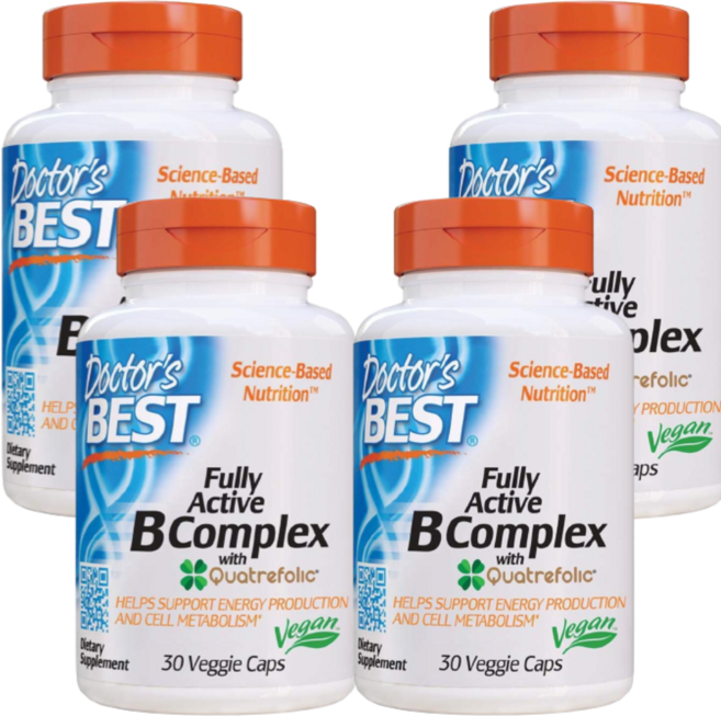 Doctors Best 풀리 액티브 비타민 B 콤플렉스 위드 엽산 30 베지캡슐 4 SET, 30정
