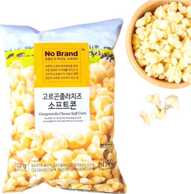(손소독젤2ml 증정) 노브랜드 고르곤졸라치즈 소프트콘 150g 팝콘 치즈 옥수수 씨즈닝, 1개