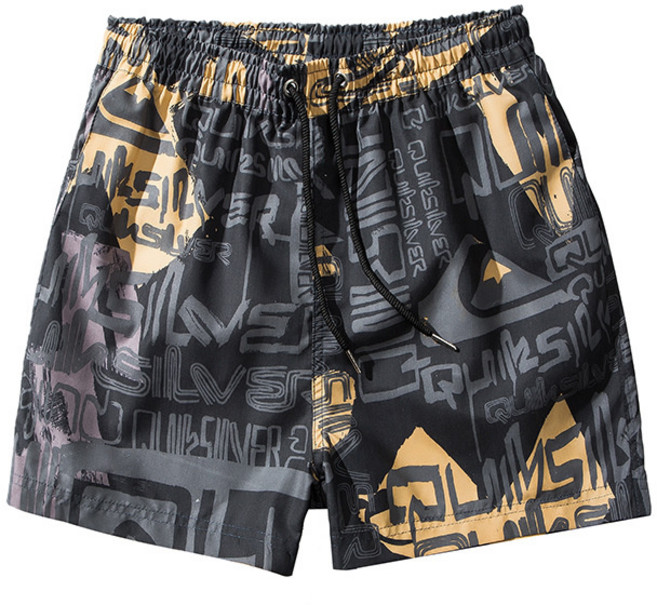 男款 印花速乾休閒四分沙灘褲 海邊度假泳褲