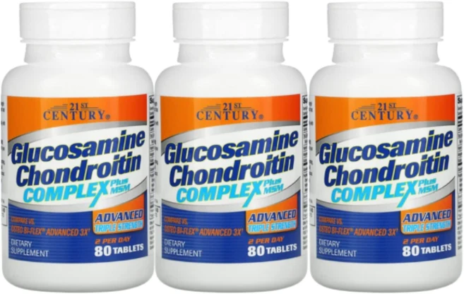 2+1 21st 센추리 글루코사민 콘드로이틴 컴플렉스 플러스 MSM 어드밴스드 트리플 스트렝스 80정, 3개 - 쿠팡