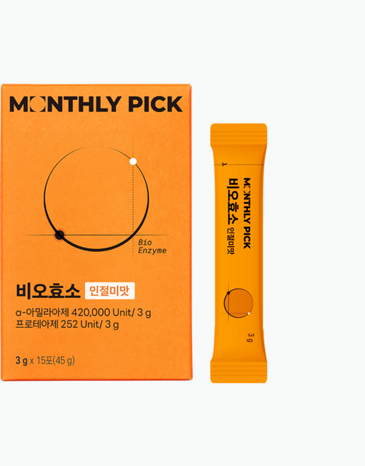 먼슬리픽 비오효소 곡물 발효 소화 효소 인절미맛, 1박스, 15회분