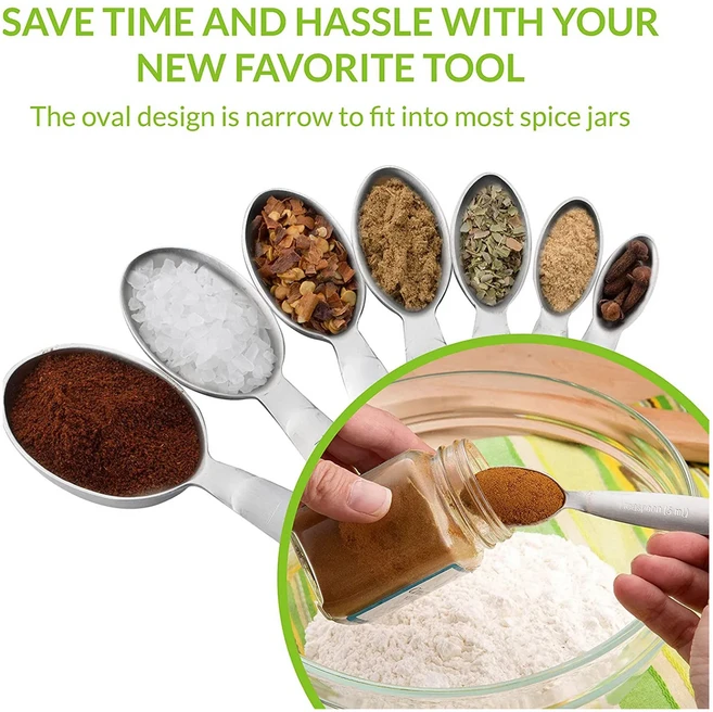 야외 테이블 세팅용 4개의 타원형 스테인리스 스틸 금속 계량 스푼 세트 건조 및 액체에 대한 쉬운 측정 표, 01 CN, 01 Pink