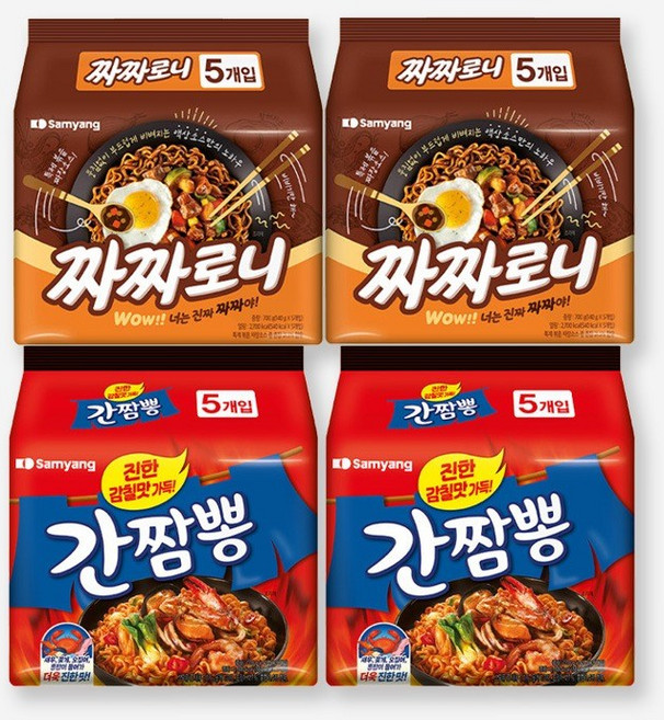 삼양 봉지 라면 멀티 총4팩 짜짜로니 2팩 간짬뽕 2팩