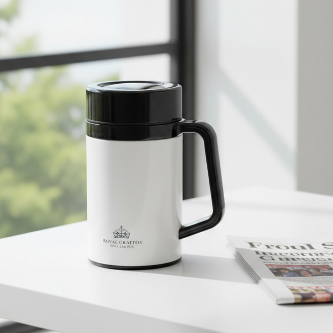 304스텐 보온머그컵 거름망 표일배 보온컵, 1개, 화이트