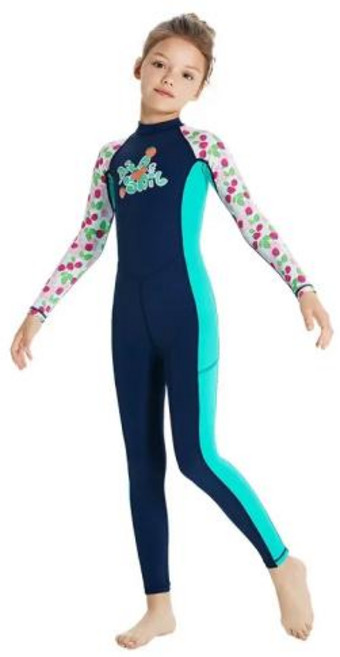 다이빙슈트 잠수복 서핑복 다이빙 수영복 긴 소매 등 지퍼 서핑 점프수트 수영 래쉬가드 세트 소년 소녀 카약 스쿠버, L, 32)Deep blue for girl