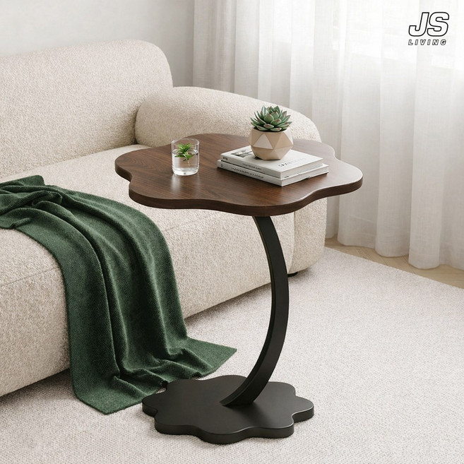 JS리빙 사이드 테이블 침대 틈새 선반 미니 쇼파 거실 원목 티테이블 협탁 노트북 책상 베드 테이블 인테리어 침식 다용도 간이 보조 정리대 LC-EOW47210, 브라운