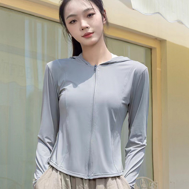 【無品牌】-2025新款防曬衣女款夏季修身薄款外套防紫外線冰絲涼感透氣開衫, XL(120-140)斤