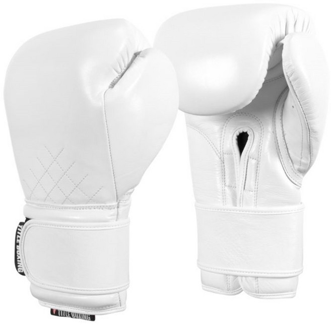 타이틀 케이오버트 천연가죽 복싱글러브, 화이트 (벨크로), 1개