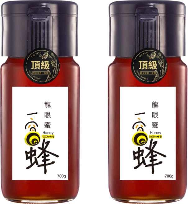 阿公養的一窩蜂 頂級龍眼蜜 700克 100%純蜂蜜 養蜂場直送, 700g, 2個