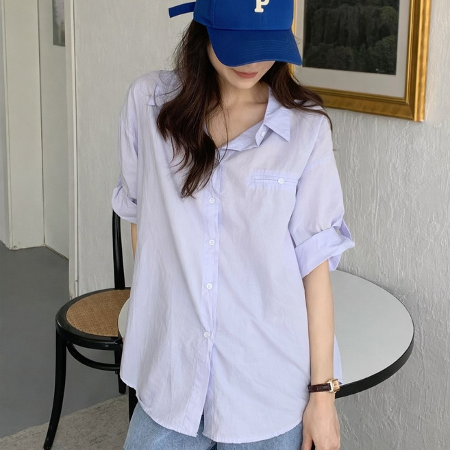 오버핏 롤업 반팔 남방 데일리 셔츠