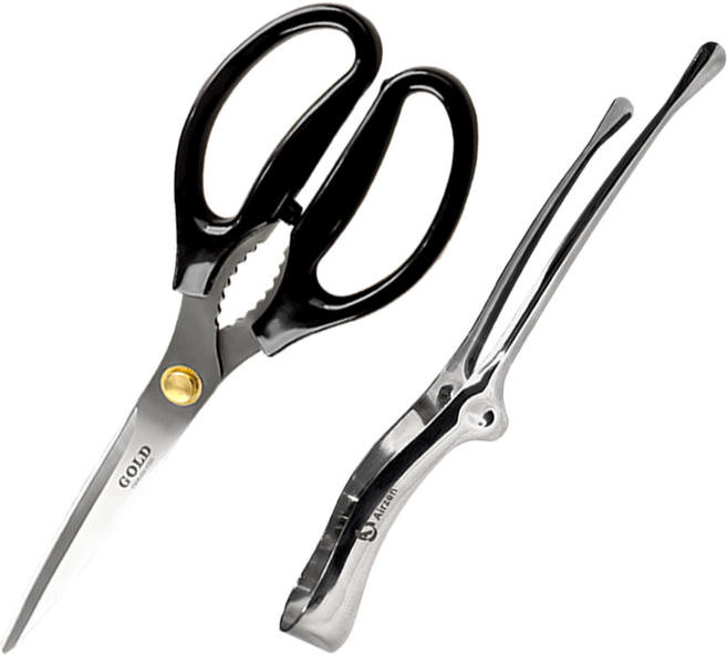 DAMDA 올스텐 양손 골드 가위+핀셋 집게 세트 (2p), 스테인리스, 1세트