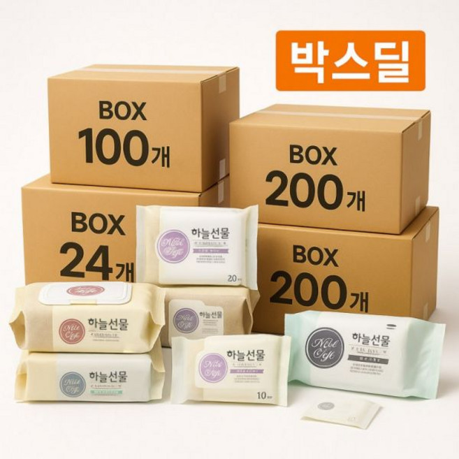 하늘선물 물티슈 10매 20매 30매 50매 80매 100매 BOX딜 캡형 휴대용 대용량 (Araium), 80g, 100개