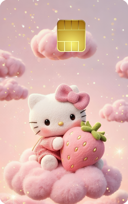 산리오 캐릭터를 지갑속에 두번째 캐릭터 카드스티커2!!!, 일반형, 1매, 5.키티구름딸기