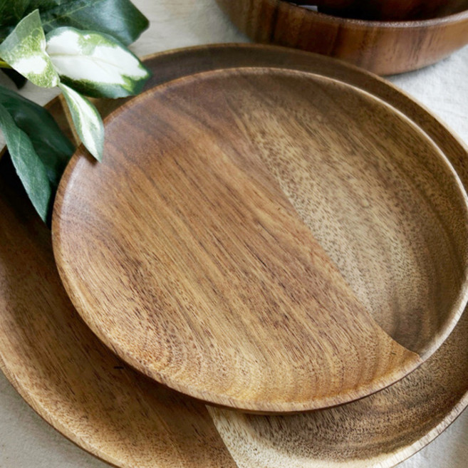 하우스웨어 라비니아 원형 우드 트레이, 1개, 아카시아