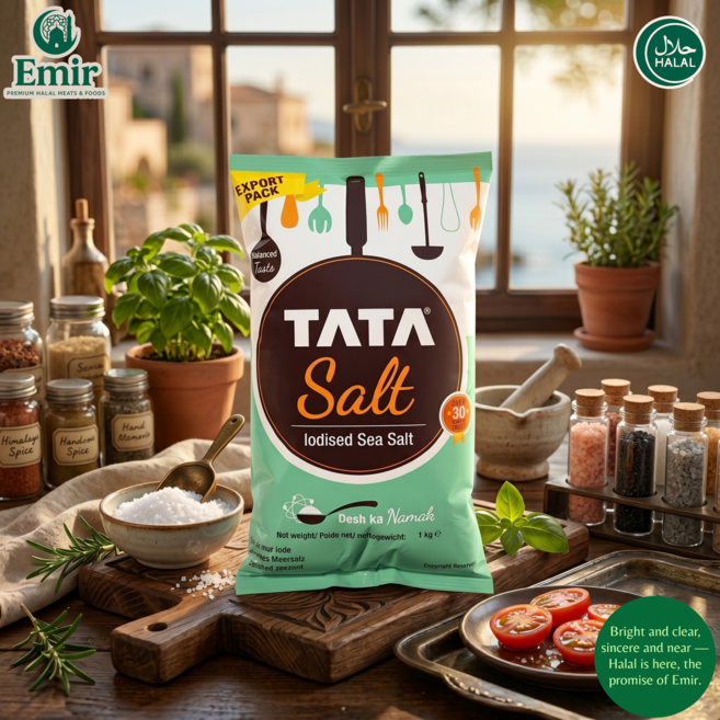 .Premium Authentic Indian Tata Iodized Salt Fine Quality Mineral 프리미엄 인도산 타타 요오드 소금 고급 미네랄 풍부, 2개, 1kg