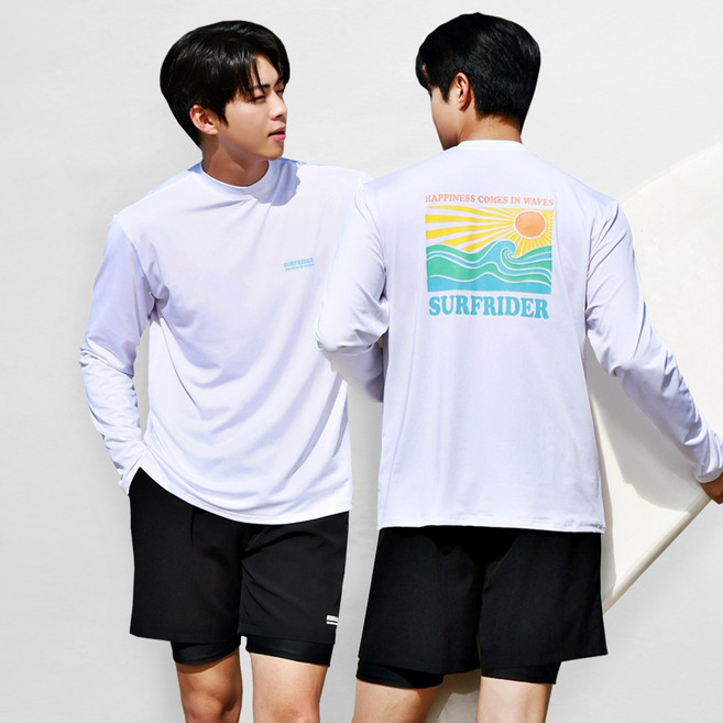 [자체제작] 서프라이더 남성 상하의 2장세트 긴팔수영복 래쉬가드 자외선차단 체형커버 오버핏 루즈핏 빅사이즈/SURFRIDER