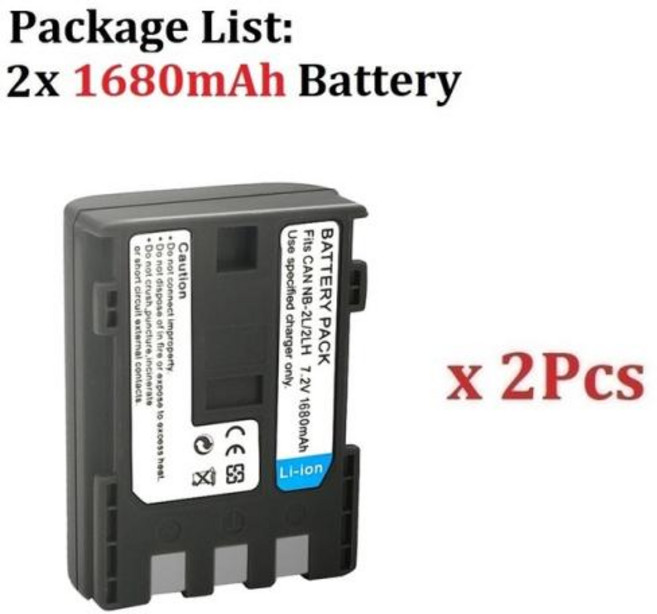 NB2L NB2LH 카메라 배터리 DC310 320 DC410 420 EOS 400D S80 S70 S50 S60 350D G7 G9 Z1 HV20 NB 2L 2LH 1680ma, 2PCS, 2.2PCS, 1개