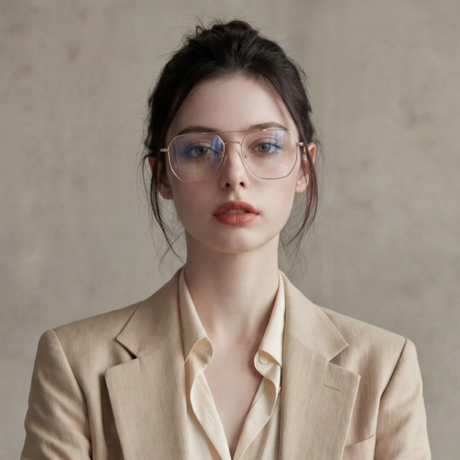 블루래빗 오버사이즈 투브릿지 가벼운 메탈 안경테