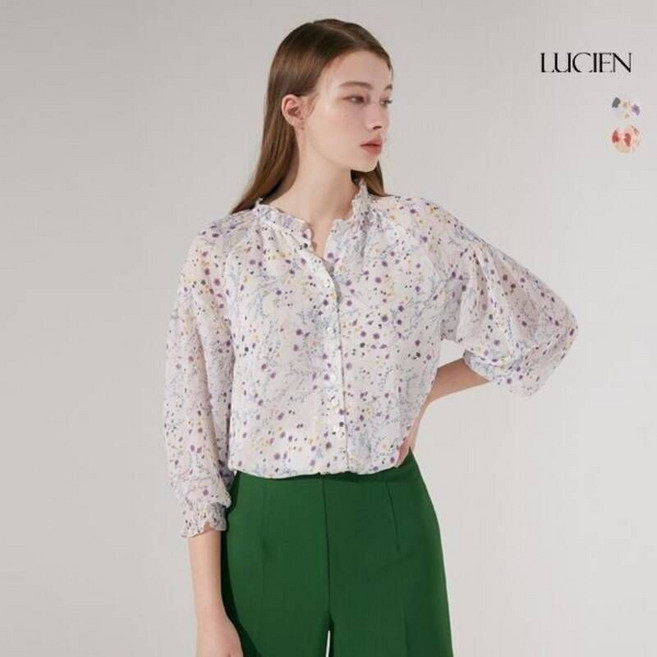 루시앙 자카드 쉬폰 플라워 블라우스 2종 택1