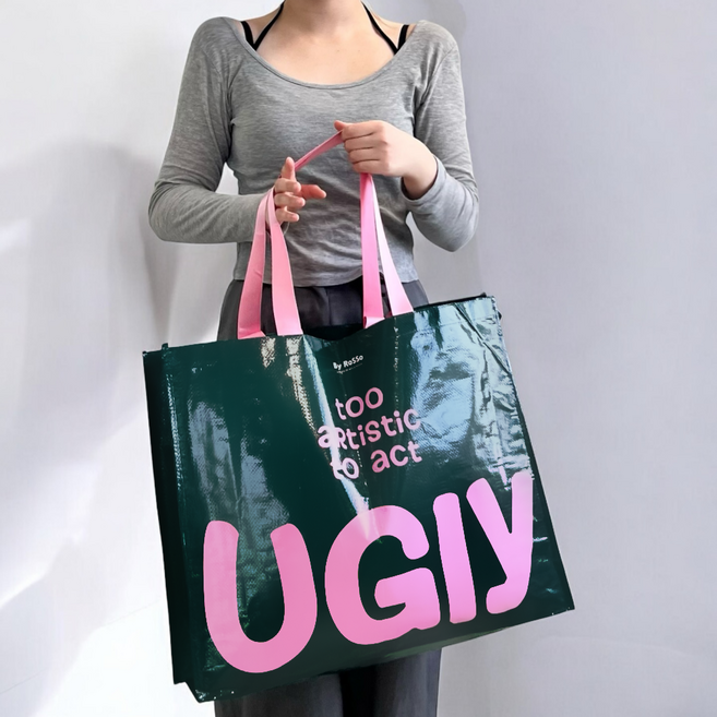 특대형 양면 방수 타포린 리유저블백 쇼핑백, 1개