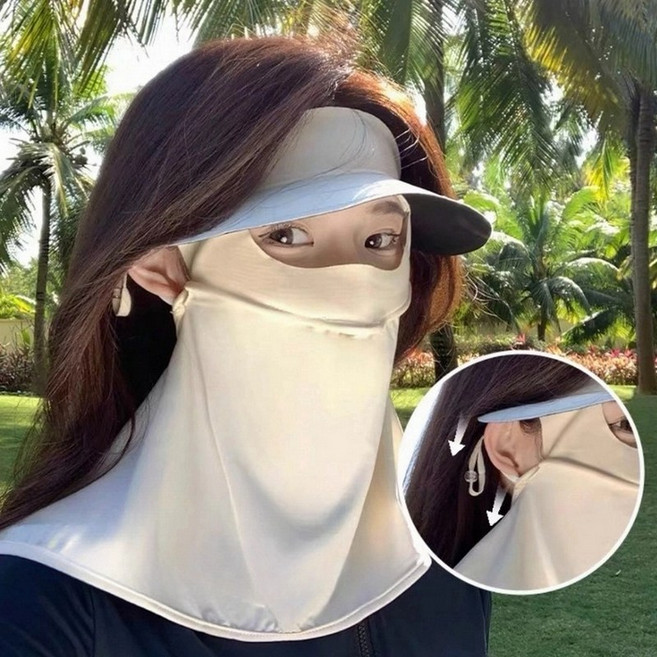 WILDSEA 자외선차단 쿨 스포츠 낚시 등산 골프 자전거 썬캡 썬마스크, 베이지, 1개