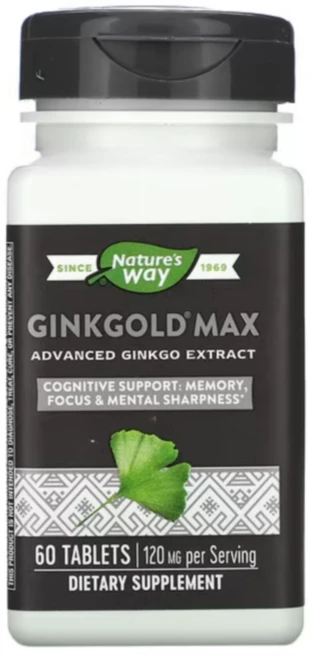 Nature's Way Ginkgold Max 네츄럴 웨이 징크골드120 mg 맥스 은행잎 추출물 60정, 100정, 1개 - 쿠팡