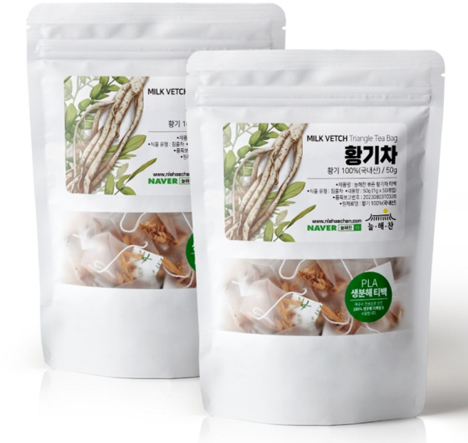 기타 늘해찬 국산 볶은 황기차 전통차 100티백, 50g, 50개입