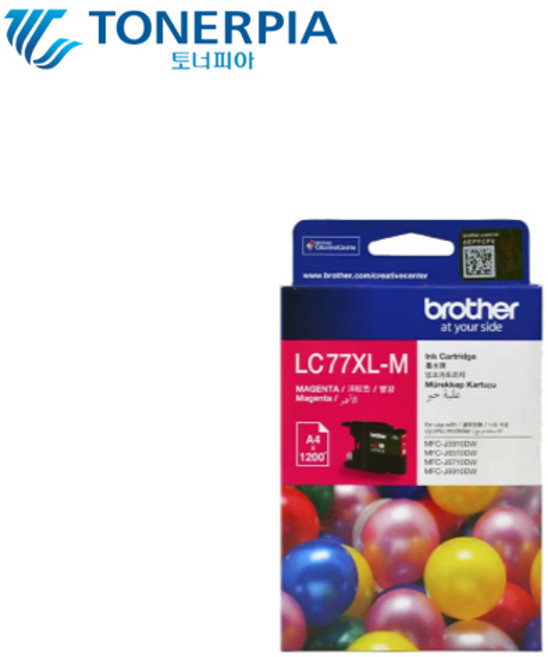 브라더 정품잉크 LC-77XL MFC-J5910dw J6510dw J6710DW, 03_빨강(MAGENTA), 1개