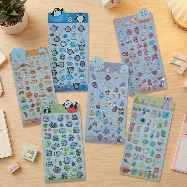 야광 봉봉 드롭 입체 스티커 귀여운캐릭터 하트 BONBONDROP 3D 블록 캐릭터 드랍, 1개, 여우