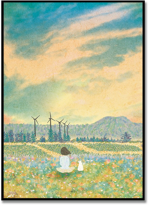 우리 1 김정아 작가 감성 영화 여행 일러스트 아트 포스터 그림 액자, 매트 실버 알루미늄 프레임