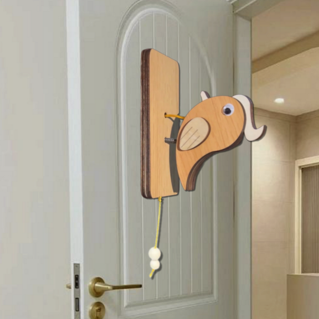 데이벤처 매너 방문도어 노크 새, 우드베이지