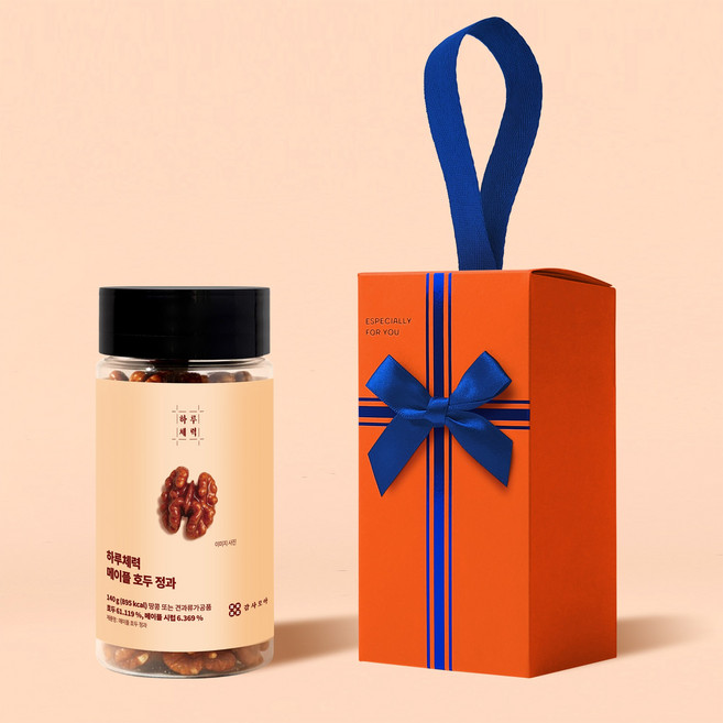호두정과 답례품 140g 보자기 선물 세트 돌잔치 칠순 결혼 퇴사 회사 단체 조문 감사모아, 오렌지리본(완성포장), A 결혼1, 호두정과 140g