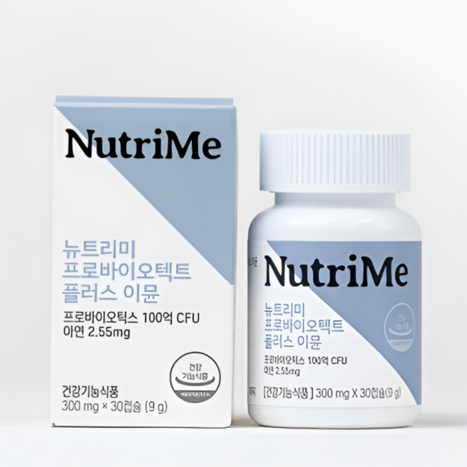 뉴트리미 프로바이오텍트 플러스 이뮨 600억 투입 100억 덴마크 다니스코 생균 고함량 유산균 프로바이오틱스 아연 면역력 환절기 건강, 4개, 30캡슐, 30정