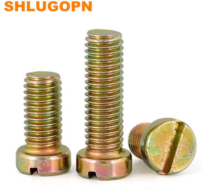 SLGP 탄소강 다채로운 아연 코팅 표면 슬롯 치즈 헤드 원형 기계 나사 볼트 M2M3M4M5M6M8 DIN84 GB65 5-100, 01 M4x6mm 100pcs