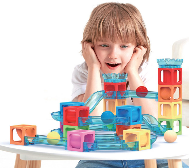 퍼니소피 마그네틱 롤링 블럭 36p 볼런 트랙 롤링 원목 구슬 지그재그 굴리기 자석 레일, 단품, 1개