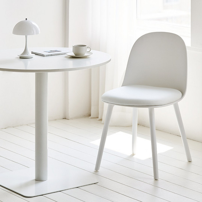 메종드꼼마 스테이PU체어 1개 등받이 편한 카페 식탁의자 1p, 화이트