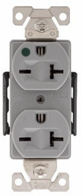 美國 COOPER AH8400 20A 250V 醫療級插座 - 節能省電 DUPLEX型 安全 工業風 BSMI認證, 1個, AH8400GY 灰色,單插座不含面板