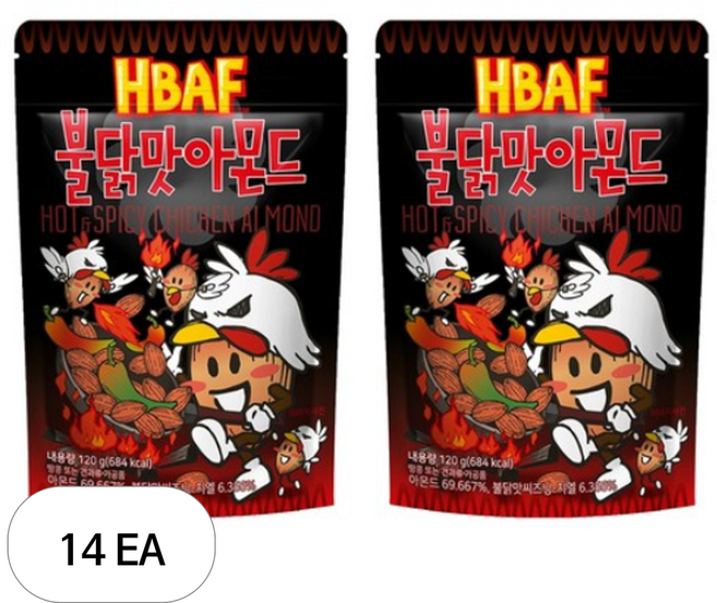 바프 불닭맛 아몬드, 120g, 14개