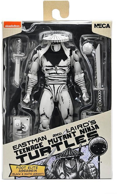 미국출고 평점4.5+ 178919 네카 NECA 공식 십대 돌연변이 닌자 거북이 (미라지 코믹스) - 17.8cm(7인치) 스케일 액션 피규어 풋 어쌔신 블랙 앤 화이트